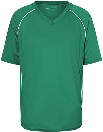 James&Nicholson Atmungsaktives Teamshirt mit V-Ausschnitt, Green/White L, JN386