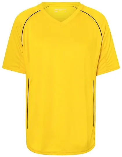 James&Nicholson Atmungsaktives Teamshirt mit V-Ausschnitt, Yellow/Black L, JN386