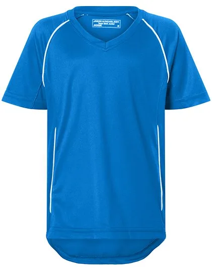 James&Nicholson Junior Team Shirt mit V-Ausschnitt, Royal/White XL (146/152), JN386K