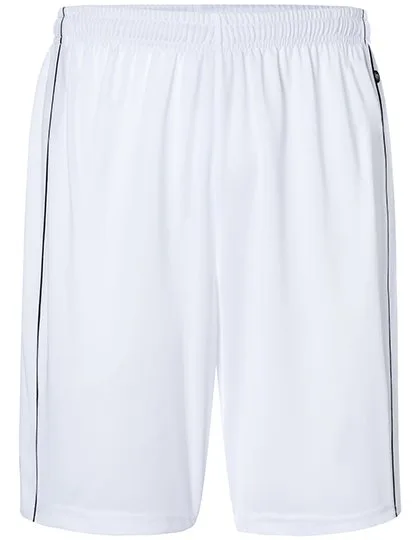 James&Nicholson Atmungsaktive Team Shorts mit Kordelbund, White/Black L, JN387