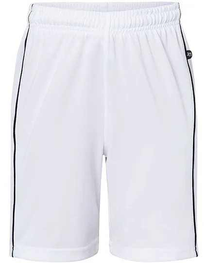 James&Nicholson Junior Team Shorts mit Paspel, White/Black M (122/128), JN387K