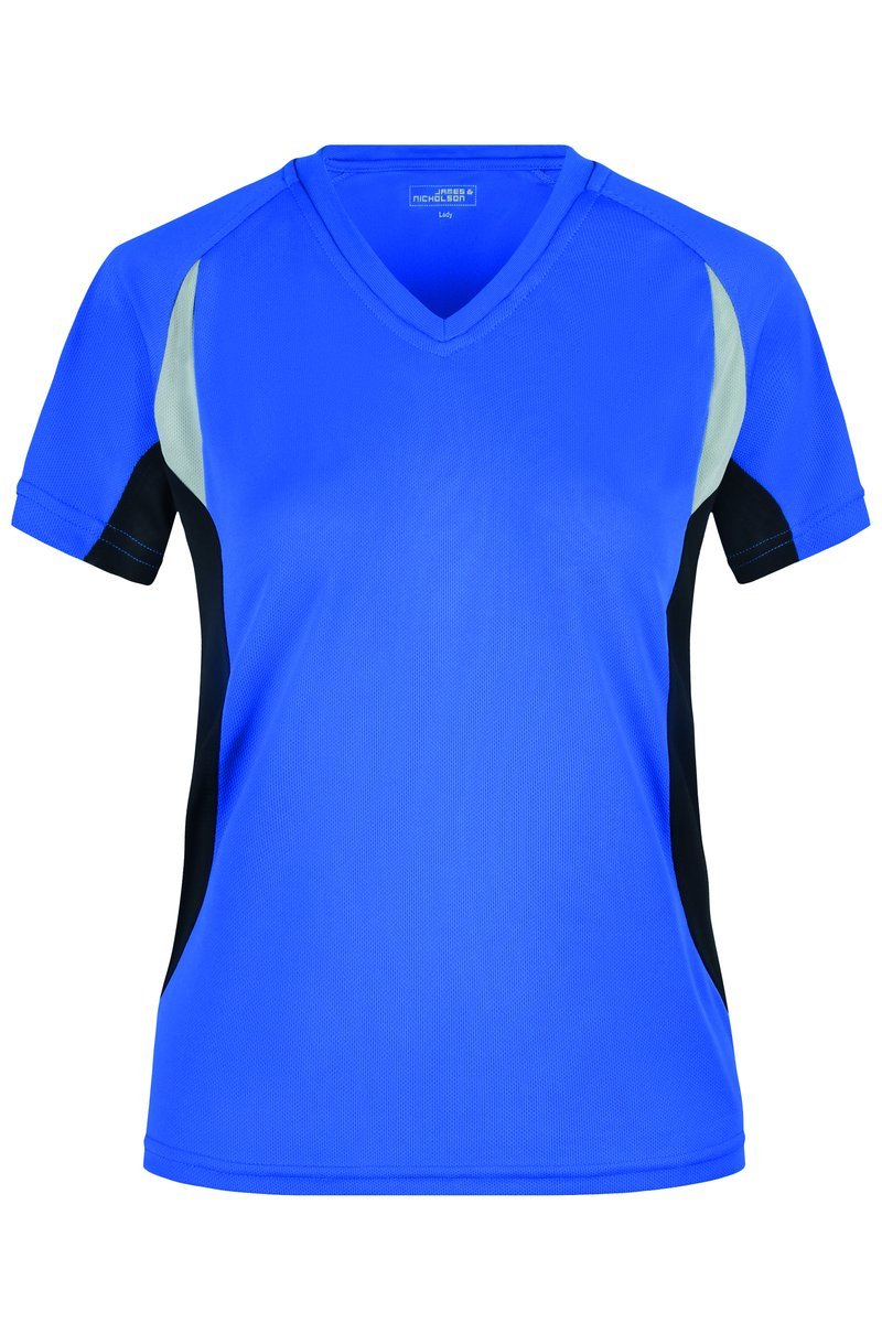 James&Nicholson Running-T mit V-Ausschnitt für Damen, Red/Black S, JN390