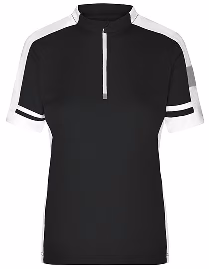 James&Nicholson Bike-T Half Zip con Tasca da Donna, Black S, JN451