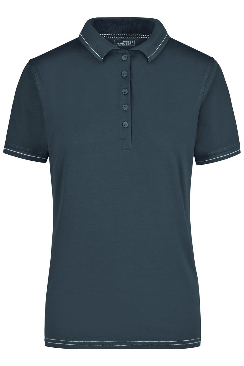 James&Nicholson Polo-Shirt mit Elastan, tailliert für Damen, Aqua/White S, JN568