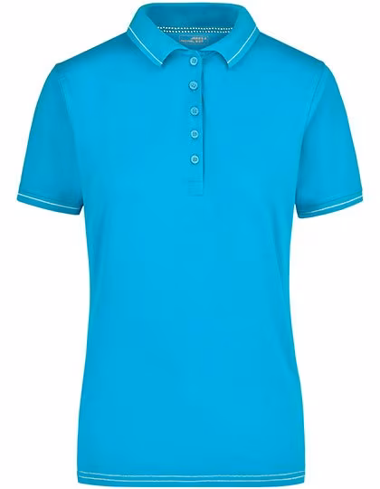 James&Nicholson Polo-Shirt mit Elastan, tailliert für Damen, Aqua/White S, JN568