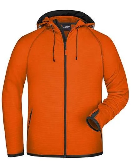 James&Nicholson Fleece Kapuzenjacke mit Alloverdruck für Herren, Dark Orange/Carbon S, JN571