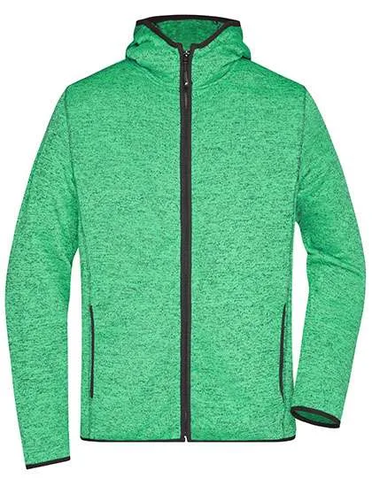 James&Nicholson Strick-Fleece Kapuzenjacke Melange für Herren, Green Melange/Black M, JN589