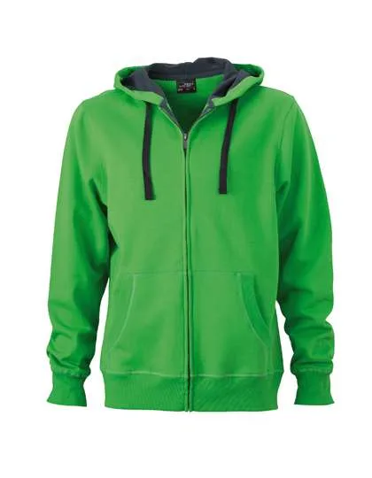 James&Nicholson Kapuzenjacke mit BIONIC®-Finish für Herren, Green/Carbon S, JN595
