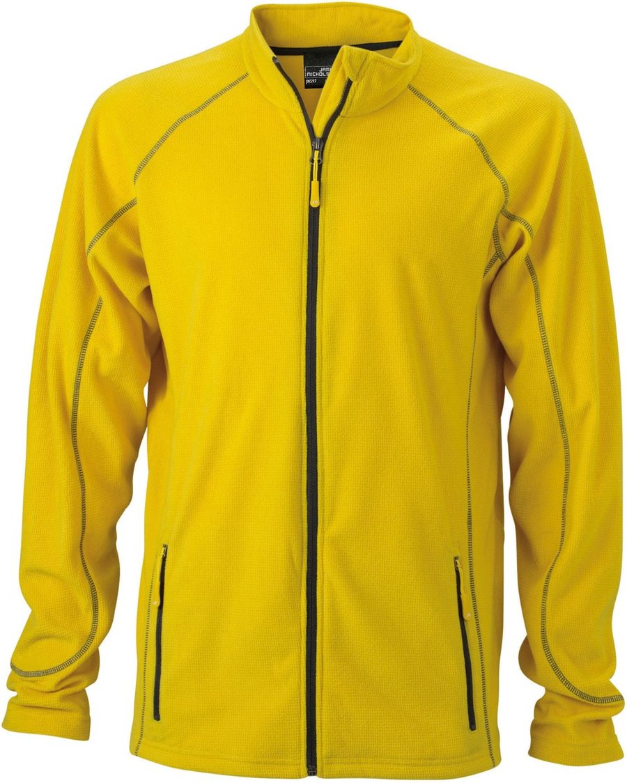 James&Nicholson Strukturierte Fleecejacke mit Reißverschlusstaschen, Aqua/Navy S, JN597