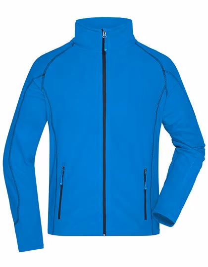 James&Nicholson Strukturierte Fleecejacke mit Reißverschlusstaschen, Aqua/Navy S, JN597