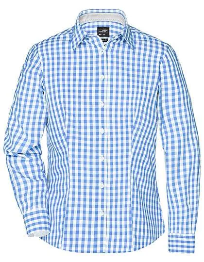 James&Nicholson Karobluse mit tailliertem Schnitt für Damen, Glacier Blue/White M, JN616