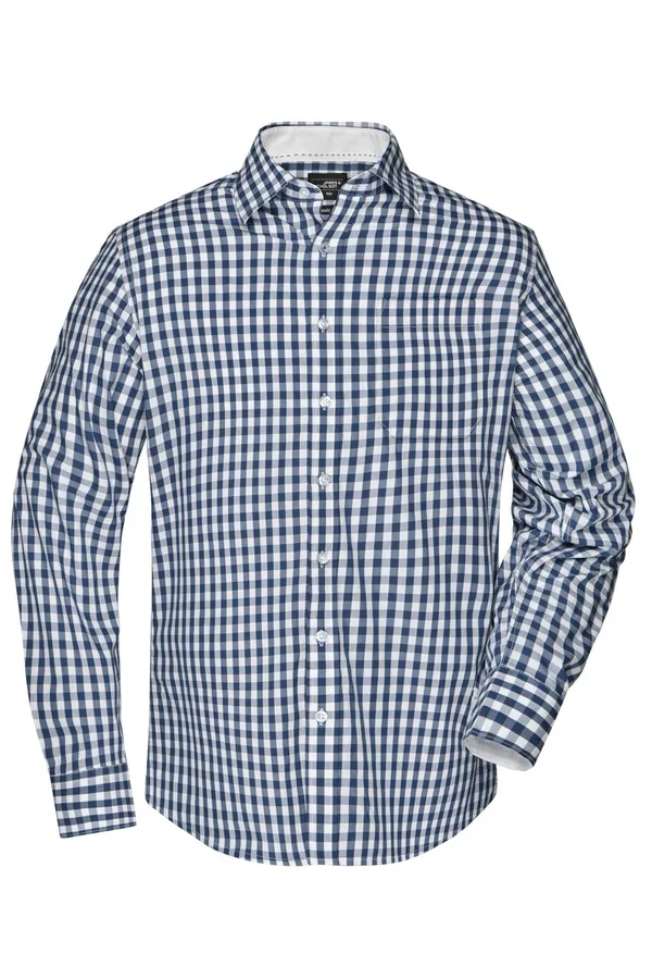 James&Nicholson Karoshirt mit Uni-Einsätzen und Brusttasche, Navy/Red 3XL, JN617