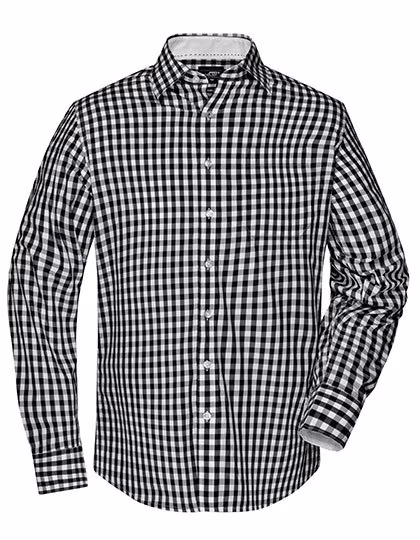 James&Nicholson Karoshirt mit Uni-Einsätzen und Brusttasche, Black/White S, JN617