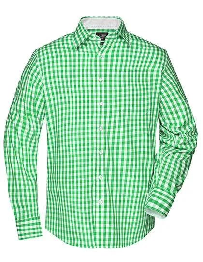 James&Nicholson Karoshirt mit Uni-Einsätzen und Brusttasche, Green/White XXL, JN617