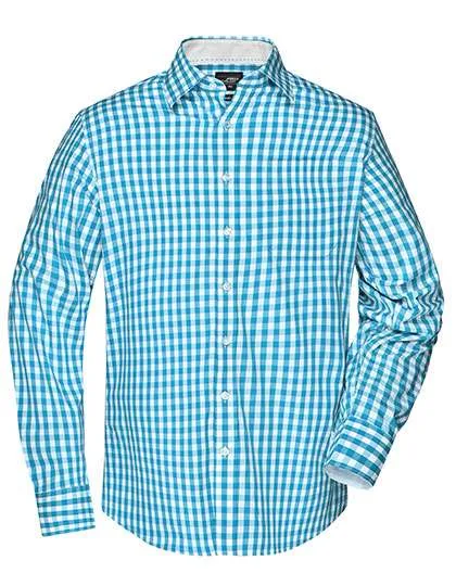 James&Nicholson Karoshirt mit Uni-Einsätzen und Brusttasche, Turquoise/White L, JN617