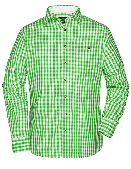 James&Nicholson Traditional Shirt with Chest Pocket for Men, Green/White 3XL, JN638
