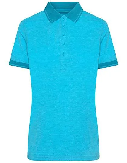 James&Nicholson Melange Polo mit Knopfleiste für Damen, Turquoise Melange/Turquoise L, JN705
