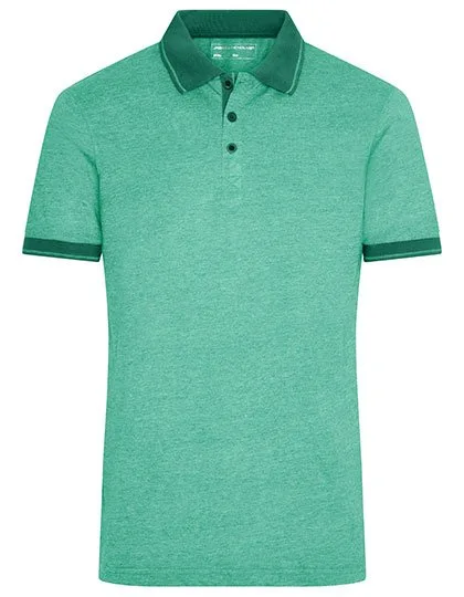James&Nicholson Melange Polo mit Kontraststreifen für Herren, Green Melange/Dark Green L, JN706