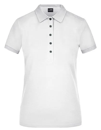 James&Nicholson Pima Polo mit tailliertem Schnitt für Damen, White M, JN707