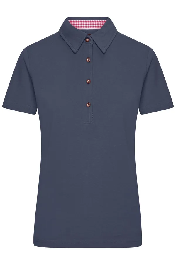 James&Nicholson Traditional Polo mit Trachtenknöpfen für Damen, White/Purple M, JN715