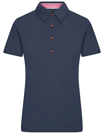 James&Nicholson Traditional Polo mit Trachtenknöpfen für Damen, Navy/Red XXL, JN715