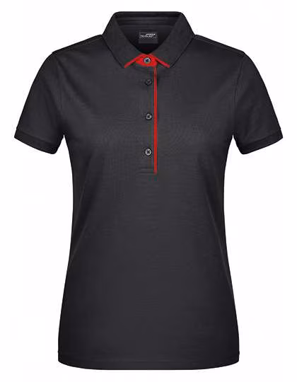 James&Nicholson Polo con Strisce a Contrasto da Donna, Black/Red XS, JN725