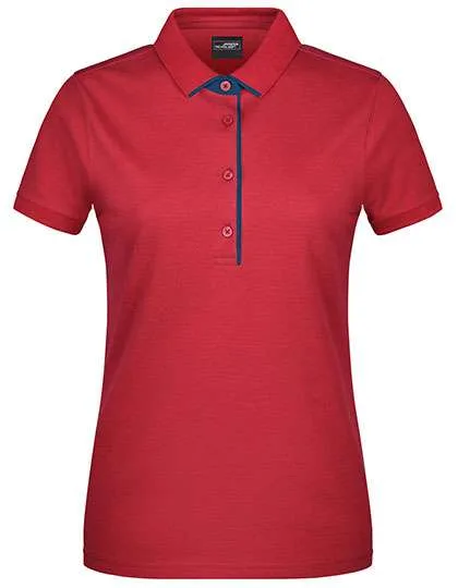 James&Nicholson Polo mit Kontraststreifen für Damen, Red/Navy S, JN725