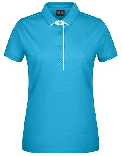 James&Nicholson Polo mit Kontraststreifen für Damen, Turquoise/White XXL, JN725