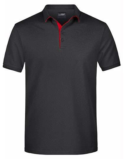 James&Nicholson Polo mit Kontraststreifen für Herren, Black/Red S, JN726