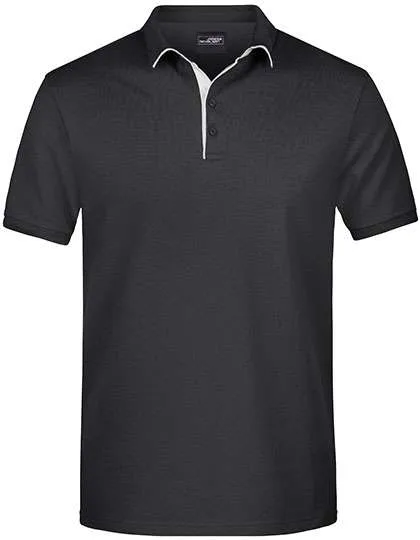 James&Nicholson Polo mit Kontraststreifen für Herren, Black/White S, JN726
