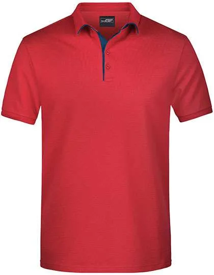 James&Nicholson Polo mit Kontraststreifen für Herren, Red/Navy 3XL, JN726