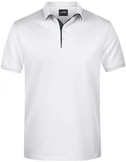 James&Nicholson Polo mit Kontraststreifen für Herren, White/Black S, JN726