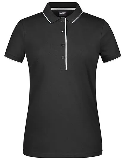 James&Nicholson Ladies´ Polo Stripe Black/Silver (Solid) M (JN727), JN727