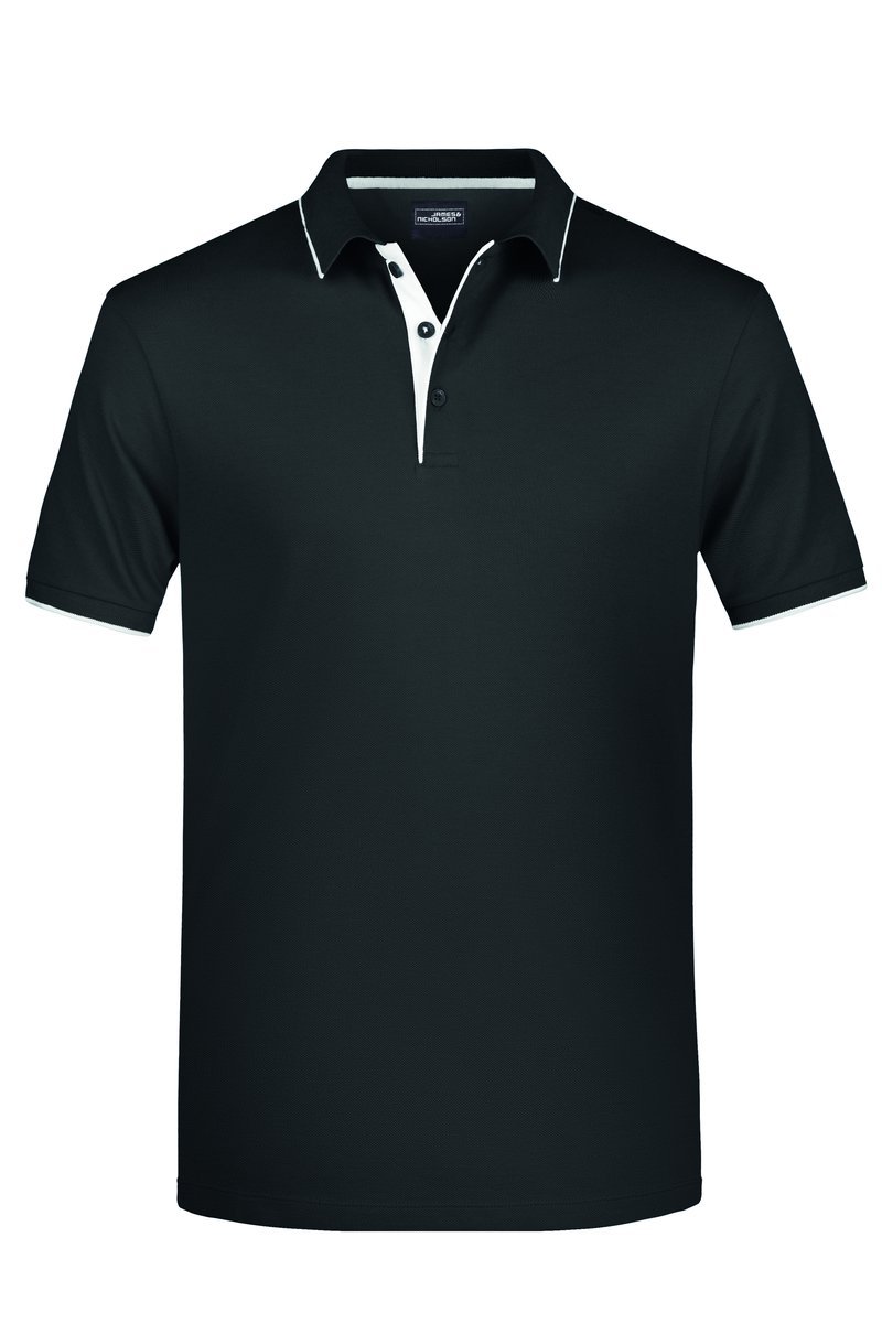 James&Nicholson Polo mit Kontraststreifen für Herren, Black/Orange S, JN728