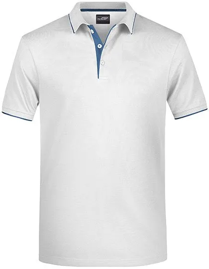 James&Nicholson Polo mit Kontraststreifen für Herren, White/Navy S, JN728