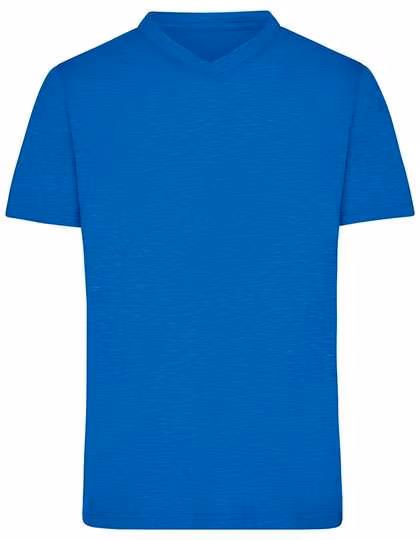 James&Nicholson Slub T-Shirt mit V-Ausschnitt für Herren, Bright Blue S, JN750