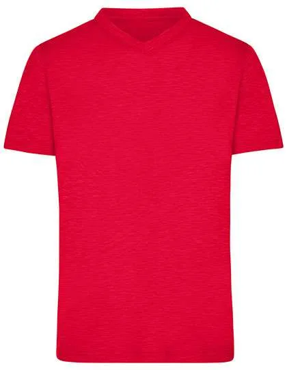 James&Nicholson Slub T-Shirt mit V-Ausschnitt für Herren, Red L, JN750