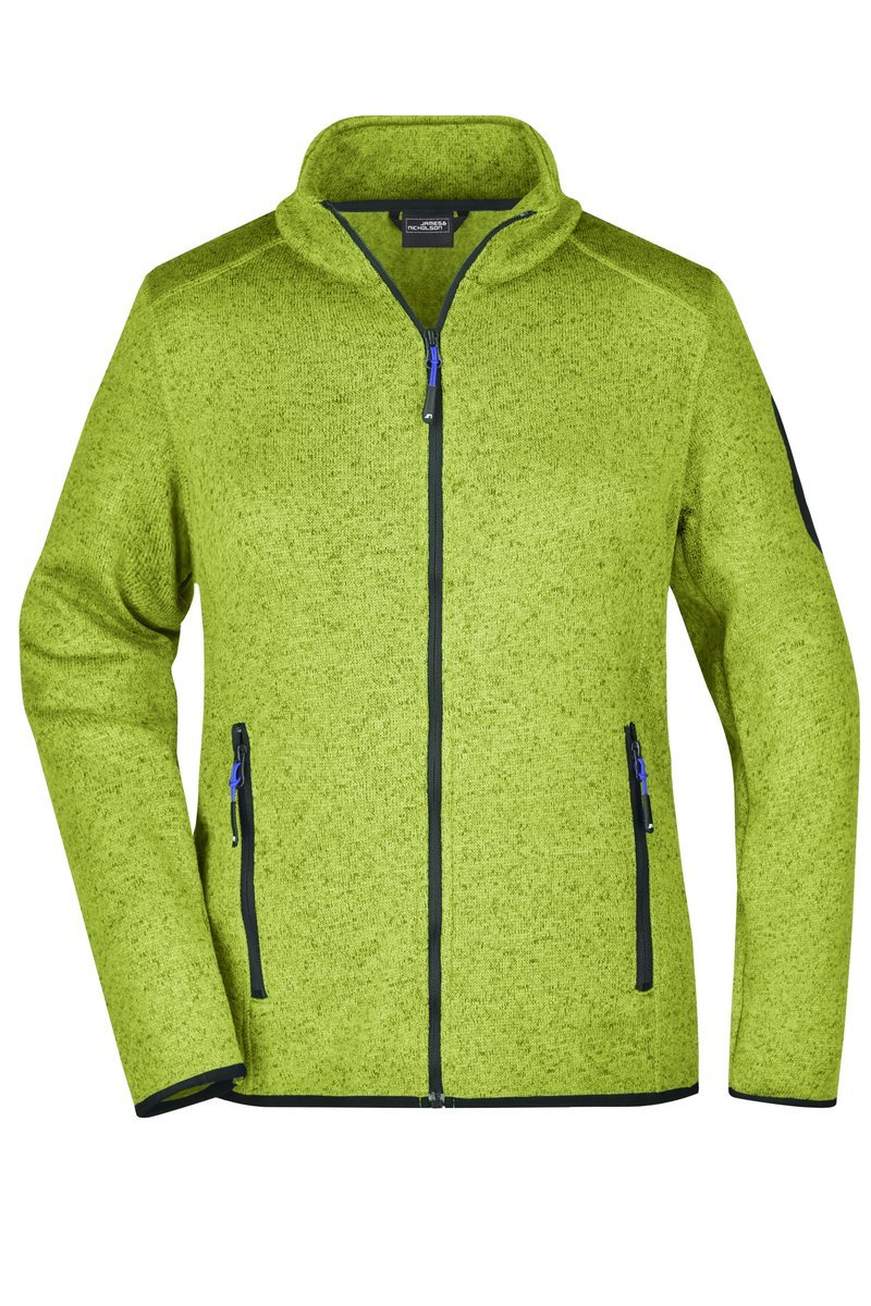 James&Nicholson Strickfleece-Jacke mit Stehkragen für Damen, Dark Grey Melange/Silver (Solid) S, JN761