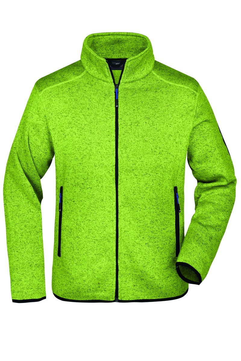 James&Nicholson Strickfleece-Jacke mit Stehkragen und Taschen, Dark Grey Melange/Silver (Solid) S, JN762
