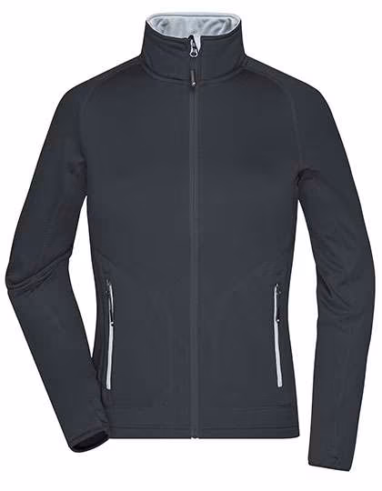 James&Nicholson Stretchfleece Jacke mit Reißverschluss für Damen, Black/Silver (Solid) S, JN763