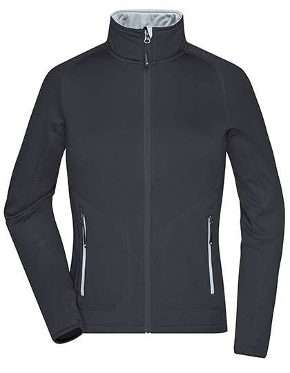 James&Nicholson Stretchfleece Jacke mit Reißverschluss für Damen, Black/Silver (Solid) S, JN763