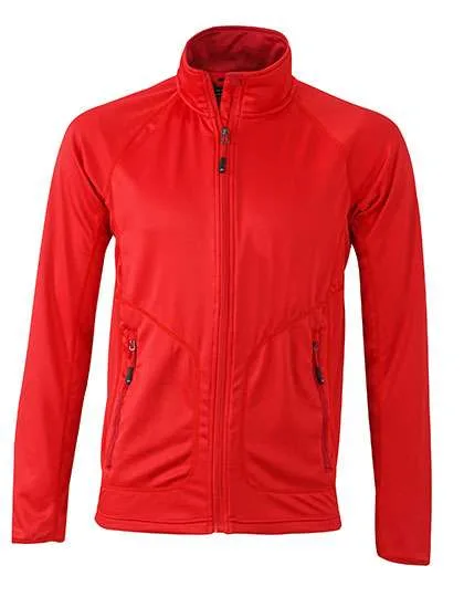 James&Nicholson Stretchfleece Jacke mit Daumenschlaufen für Herren, Light Red/Chili 3XL, JN764