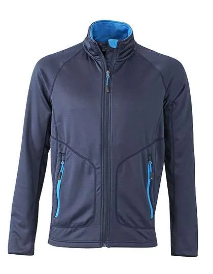 James&Nicholson Stretchfleece Jacke mit Daumenschlaufen für Herren, Navy/Cobalt XL, JN764