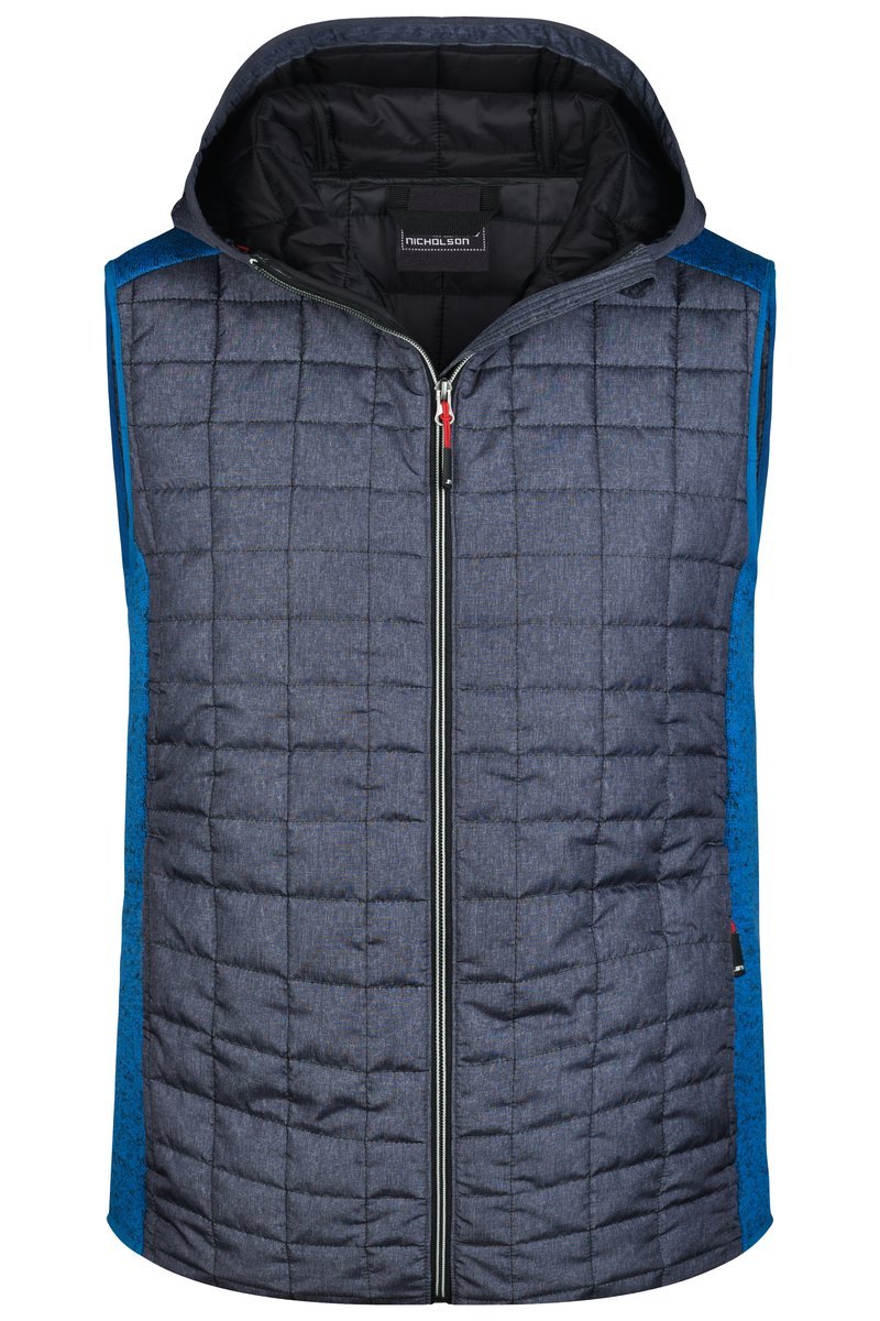 James&Nicholson Strick-Hybridweste mit gesteppter Kapuze, Grey Melange/Anthracite Melange S, JN768