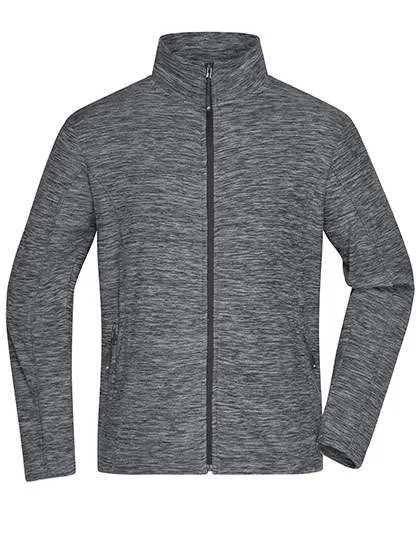 James&Nicholson Fleecejacke Slim-Fit Melangeoptik für Herren, Grey Melange/Anthracite 3XL, JN770