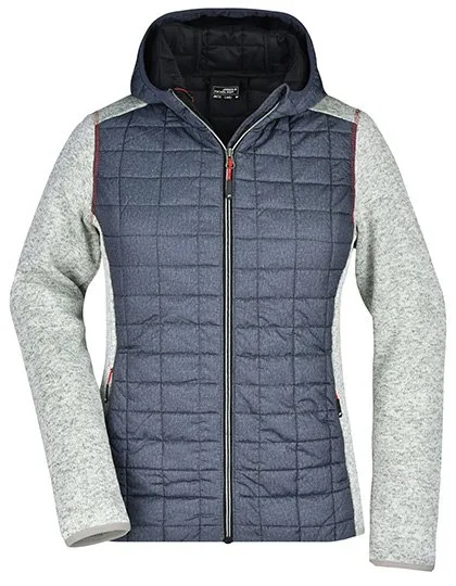 James&Nicholson Hybridjacke mit Karo-Look für Damen, Light Melange/Anthracite Melange XL, JN771