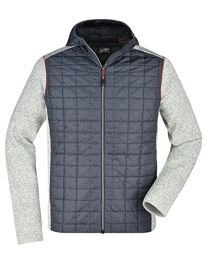 James&Nicholson Hybridjacke mit Melange-Optik für Herren, Light Melange/Anthracite Melange S, JN772