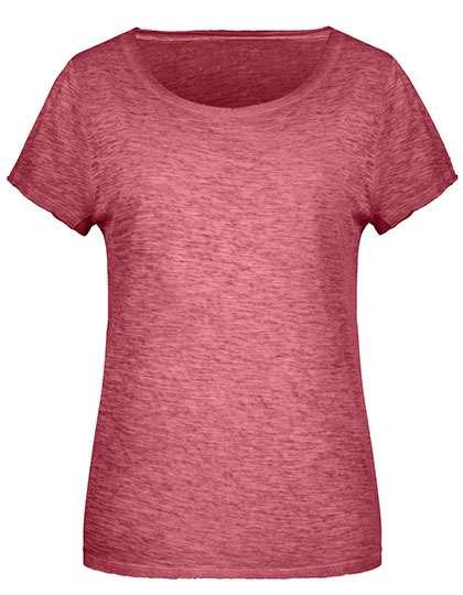 James&Nicholson T-Shirt im Vintage-Look für Damen, Chili XS, JN8015