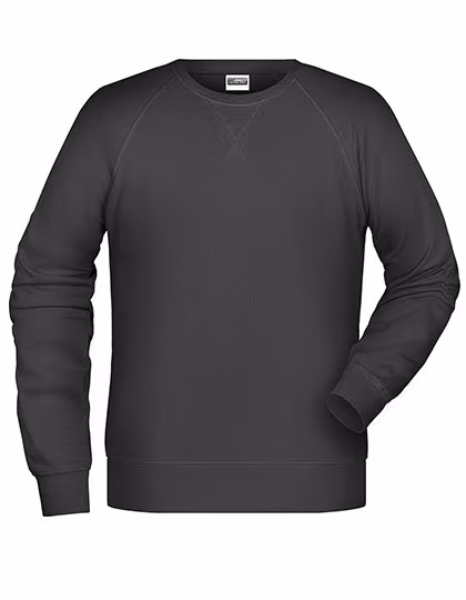James&Nicholson Organic Cotton Sweatshirt with Raglan Sleeves, Black S, JN8022