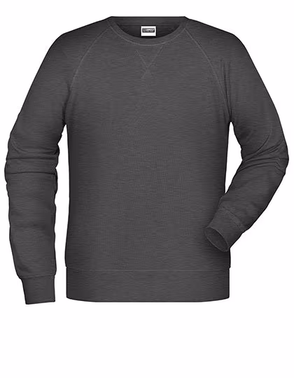 James&Nicholson Bio-Baumwoll-Sweatshirt mit Raglanärmeln, Black Heather XL, JN8022